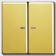 Выключатель двухклавишный с подсветкой, 10 А / 250 В~ Jung LS Gold Золото go2995ko5