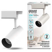 Gauss Светильник трековый цилиндр 12W 1100lm 4000K 180-220V IP20 55*185мм белый линза 36? LED TR079