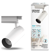 Gauss Светильник трековый цилиндр 16W 1680lm 4000K 180-220V IP20 65*206мм белый линза 36? LED TR081