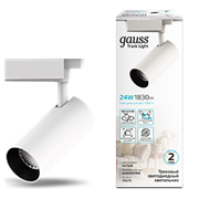 Gauss Светильник трековый цилиндр 24W 1830lm 4000K 180-240V IP20 65*210мм белый угол 24? LED TR070