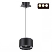 Novotech 358965 SPOT NT22 черный Светильник встраиваемый с переключ. цв. температуры, провод 2м IP20 LED 3000К\4000К\6000К 12W вниз + 3W вверх 110-265 358965