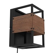 Eglo 43806 Бра EVESHAM, 1Х40W, E27, L140, H240, A170, сталь, дерево, черны, коричневый 43806