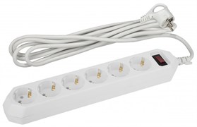 ЭРА USF-6es-3m-W-BOX Белый Сетевой фильтр базовая защита, с/з, с выключателем, 6гн, 3м, ПВС, 10А Б0037262