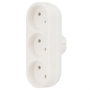 Тройник электрический линейный, 6-10 А, без заземления, белый Rexant 11-1078