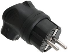 IEK OMEGA Вилка угловая каучук 16А 2Р+E IР44 PKR01-U-016-2-K02