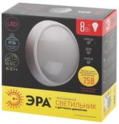 ЭРА SPB-1-08-MWS (W) Cветильник светодиодный IP54 8Вт 640Лм 4000К D180 КРУГ датчик движения Б0022452