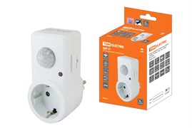 TDM Датчик движения  розеточный  ДДР-01 1200Вт, 10-420с, 2-9м, 3+лк, 120гр,  IP20 SQ0324-0027