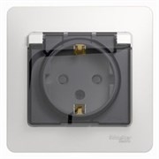 Glossa Бел Розетка с заземлением со шторками с крышкой, IP44 (в сборе с рамкой) Glossa Бел Розетка с заземлением со шторками с крышкой, IP44 (в сборе с рамкой)