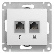 GLOSSA РОЗЕТКА двойная RJ11+RJ45, кат.5E, БЕЛЫЙ GLOSSA РОЗЕТКА двойная RJ11+RJ45, кат.5E, БЕЛЫЙ