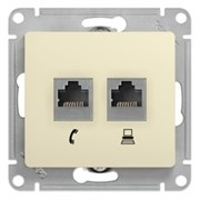 GLOSSA РОЗЕТКА двойная RJ11+RJ45, кат.5E, БЕЖЕВЫЙ GLOSSA РОЗЕТКА двойная RJ11+RJ45, кат.5E, БЕЖЕВЫЙ