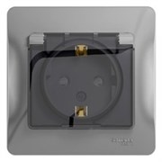 GLOSSA РОЗЕТКА с заземлением со шторками с крышкой, IP44, АЛЮМИНИЙ GLOSSA РОЗЕТКА с заземлением со шторками с крышкой, IP44, АЛЮМИНИЙ