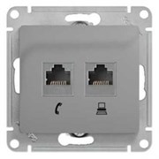 GLOSSA РОЗЕТКА двойная RJ11+RJ45, кат.5E, АЛЮМИНИЙ GLOSSA РОЗЕТКА двойная RJ11+RJ45, кат.5E, АЛЮМИНИЙ
