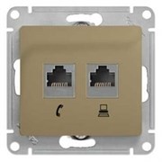GLOSSA РОЗЕТКА двойная RJ11+RJ45, кат.5E, ТИТАН GLOSSA РОЗЕТКА двойная RJ11+RJ45, кат.5E, ТИТАН