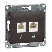 GLOSSA РОЗЕТКА двойная RJ11+RJ45, кат.5E, механизм, ШОКОЛАД GLOSSA РОЗЕТКА двойная RJ11+RJ45, кат.5E, механизм, ШОКОЛАД