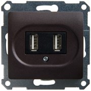 GLOSSA USB РОЗЕТКА, 5В /1400 мА, 2 х 5В /700 мА, механизм, ШОКОЛАД GLOSSA USB РОЗЕТКА, 5В /1400 мА, 2 х 5В /700 мА, механизм, ШОКОЛАД