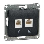 GLOSSA РОЗЕТКА двойная RJ11+RJ45, кат.5E, механизм, АНТРАЦИТ GLOSSA РОЗЕТКА двойная RJ11+RJ45, кат.5E, механизм, АНТРАЦИТ