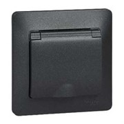 GLOSSA РОЗЕТКА с заземлением со шторками с крышкой, 16А, IP20, в сборе, АНТРАЦИТ GLOSSA РОЗЕТКА с заземлением со шторками с крышкой, 16А, IP20, в сборе, АНТРАЦИТ