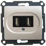 GLOSSA USB РОЗЕТКА, 5В /1400 мА, 2 х 5В /700 мА, механизм, ПЕРЛАМУТРОВЫЙ GLOSSA USB РОЗЕТКА, 5В /1400 мА, 2 х 5В /700 мА, механизм, ПЕРЛАМУТРОВЫЙ