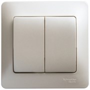 GLOSSA 2-клавишный ВЫКЛЮЧАТЕЛЬ, сх.5, 10АХ, в сборе, ПЕРЛАМУТРОВЫЙ GLOSSA 2-клавишный ВЫКЛЮЧАТЕЛЬ, сх.5, 10АХ, в сборе, ПЕРЛАМУТРОВЫЙ