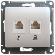 GLOSSA РОЗЕТКА двойная RJ11+RJ45, кат.5E, механизм, ПЕРЛАМУТРОВЫЙ GLOSSA РОЗЕТКА двойная RJ11+RJ45, кат.5E, механизм, ПЕРЛАМУТРОВЫЙ