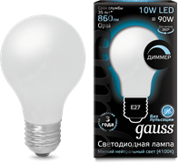 Gauss Лампа Filament А60 10W 860lm 4100К Е27 milky диммируемая LED 102202210-D