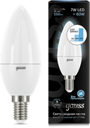 Gauss Лампа Свеча 7W 550lm 4100К E14 шаг. диммирование LED 103101207-S