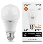 Gauss Лампа Elementary A60 10W 880lm 3000K Е27 LED 23210