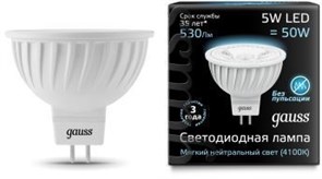 Gauss Лампа MR16 5W 530lm 4100K GU5.3 LED 101505205