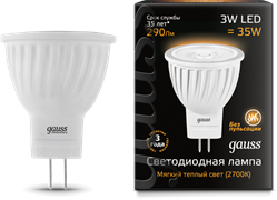 Gauss Лампа MR11 3W 290lm 2700K GU4 LED 132517103