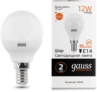 Gauss Лампа Elementary Шар 12W 880lm 3000K Е14 LED 53112