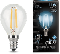 Gauss Лампа Filament Шар 11W 750lm 4100К Е14 LED 105801211