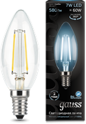 Gauss Лампа Filament Свеча 7W 580lm 4100К Е14 LED 103801207