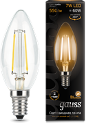 Gauss Лампа Filament Свеча 7W 550lm 2700К Е14 LED 103801107