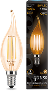 Gauss Лампа Filament Свеча на ветру 5W 400lm 2700К Е14 golden LED 104801005