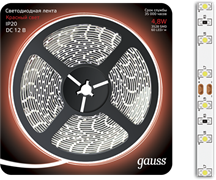 Gauss Лента LED 2835 -SMD 4.8W12V DC красный (блистер 5м) 312000705