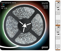 Gauss Лента LED 5050 -SMD 14.4W 12V DC RGB IP66 (блистер 5м) 311000414