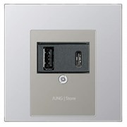 USB розетка для зарядки мобильных устройств тип А и USB тип С макс.3000 мА, Алюминий (металл)