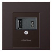 USB розетка для зарядки мобильных устройств тип А и USB тип С макс.3000 мА, Темный Алюминий (металл)
