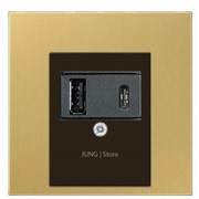USB розетка для зарядки мобильных устройств тип А и USB тип С макс.3000 мА, Латунь Classic (металл)