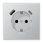 Розетка 2К+З 16А 250В~, с разъемом  USB Typ AC