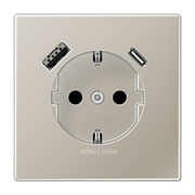 Розетка 2К+З 16А 250В~, с разъемом  USB Typ AC