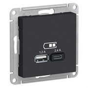 USB розетка зарядка 2 порта 5B 2,4А ATN001039 Schneider Electric Atlas Design