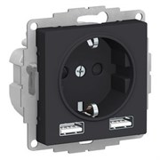 Розетка 220 с 2 USB 2 порта 5B 2,4А ATN001030 Schneider Electric Atlas Design