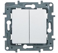 Legrand Etika белый переключатель 2-клавишный, 10А, Автоматические клеммы 672212