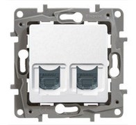 Legrand Etika белый розетка комп. (RJ45) двойная 6 категория  UTP 672254