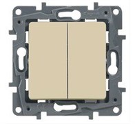 Legrand Etika слоновая кость переключатель 2-клавишный, 10А, Автоматические клеммы 672312