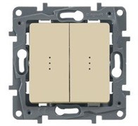 Legrand Etika слоновая кость переключатель 2-клавишный с подсветкой, 10А, Автоматические клеммы 672316