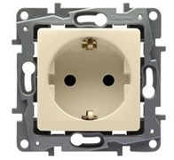 Legrand Etika слоновая кость розетка с заземлением, со шторками, винтовые клеммы 672322