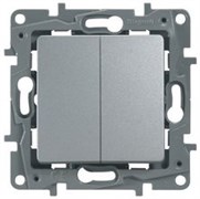 Legrand Etika алюминий выключатель 2-клавишный, автоматические клеммы, 10 AX, 250 В 672402