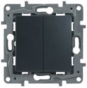 Legrand Etika антрацит выключатель 2-клавишный, авт.клеммы, 10 AX, 250 В 672602